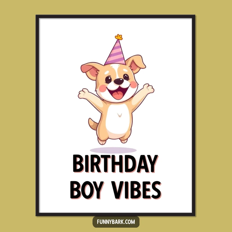 Funny Party Dog Jumping Poster: Hilarious Celebration Art, Perfect Gift for Party Animals!