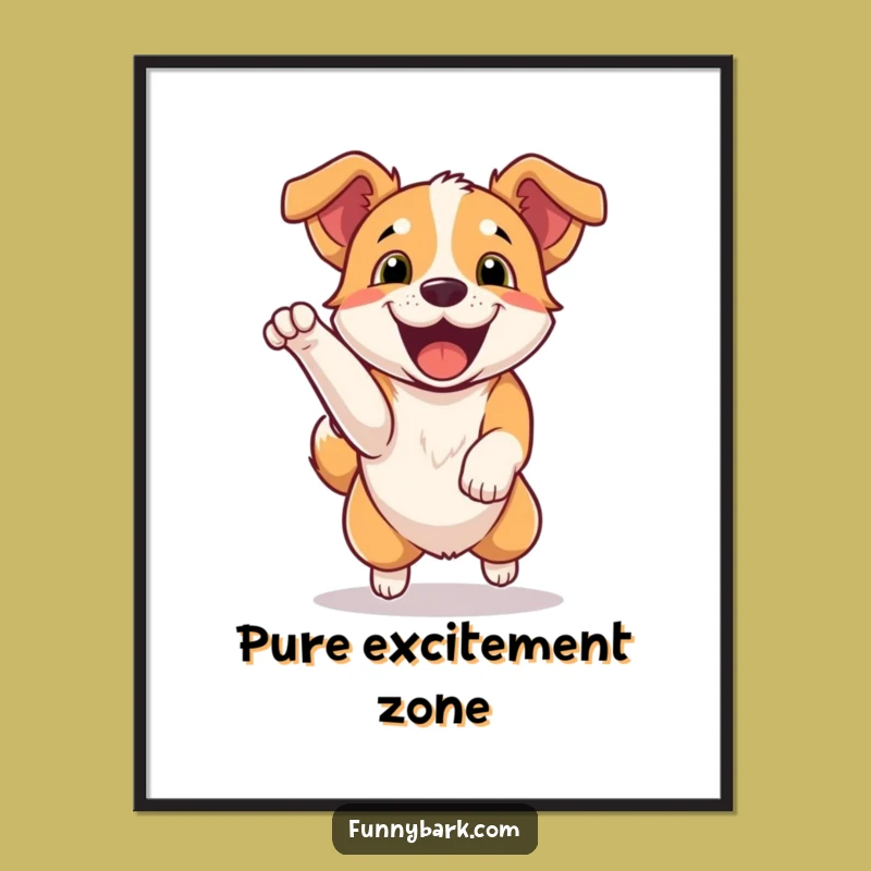 Funny Dog Jumping Poster: Dynamic Canine Energy for Your Space, Unique Humorous Gift
