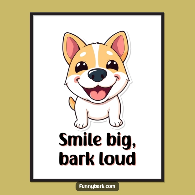 Funny Grinning Dog Greeting Poster - Joyful Wall Art Gift