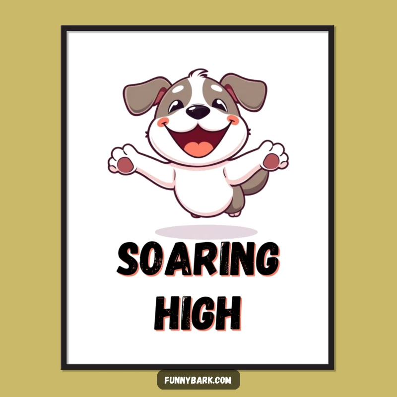 Funny Dog Leaping Poster: Capture the Energy, Hilarious Dog Decor, Perfect Funny Gift