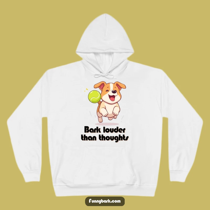 Funny Dog Chasing Tennis Ball Hoodie: Stay Cozy with Canine Enthusiasm!
