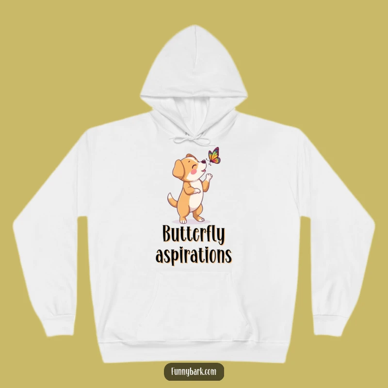 Funny Dog Butterfly Bark Hoodie: Hind Legs Character - Cozy Canine Comedy Gift