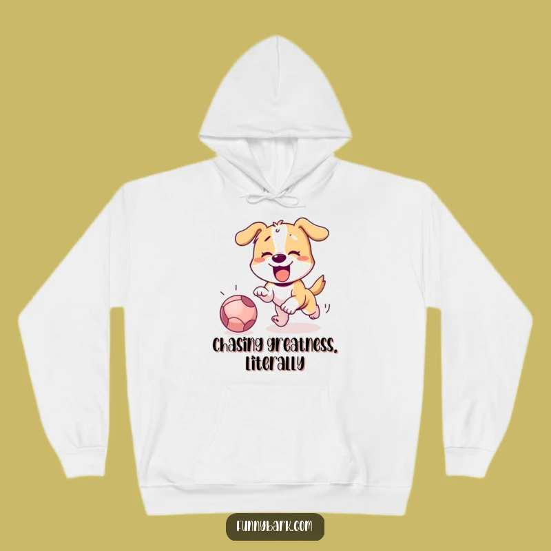 Funny Dog Chasing Ball Hoodie: Cozy & Hilarious Dog Lover Gift!