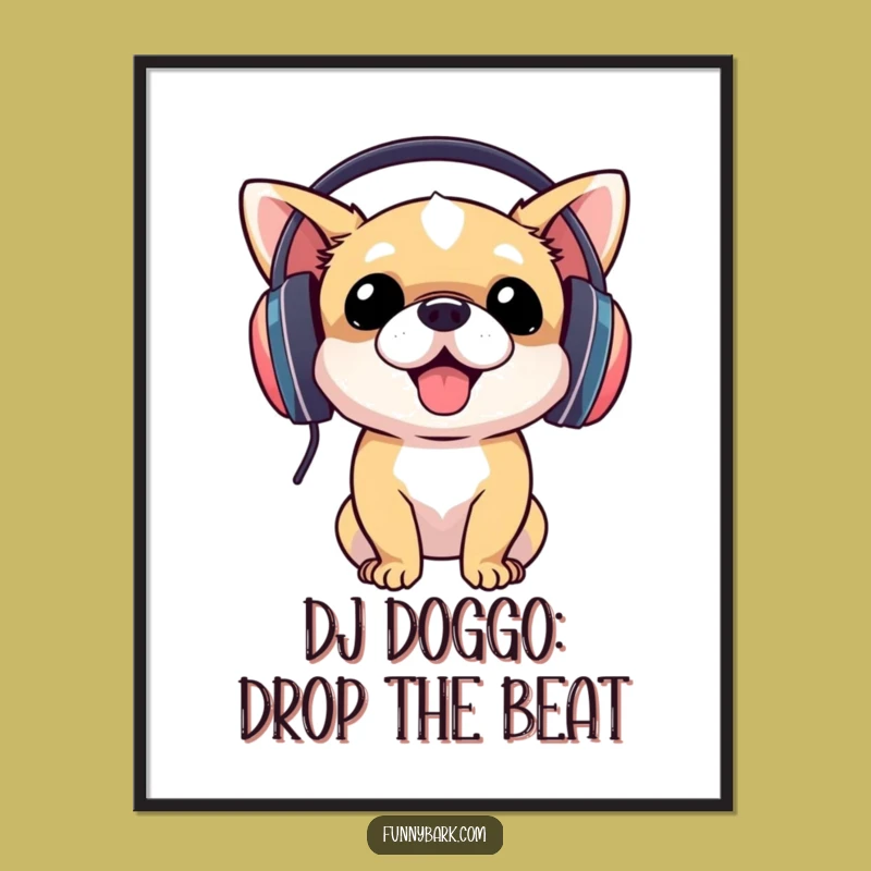 Funny Free Printable Wall Art: Dog DJ Jamming Out - Downloadable Music Decor