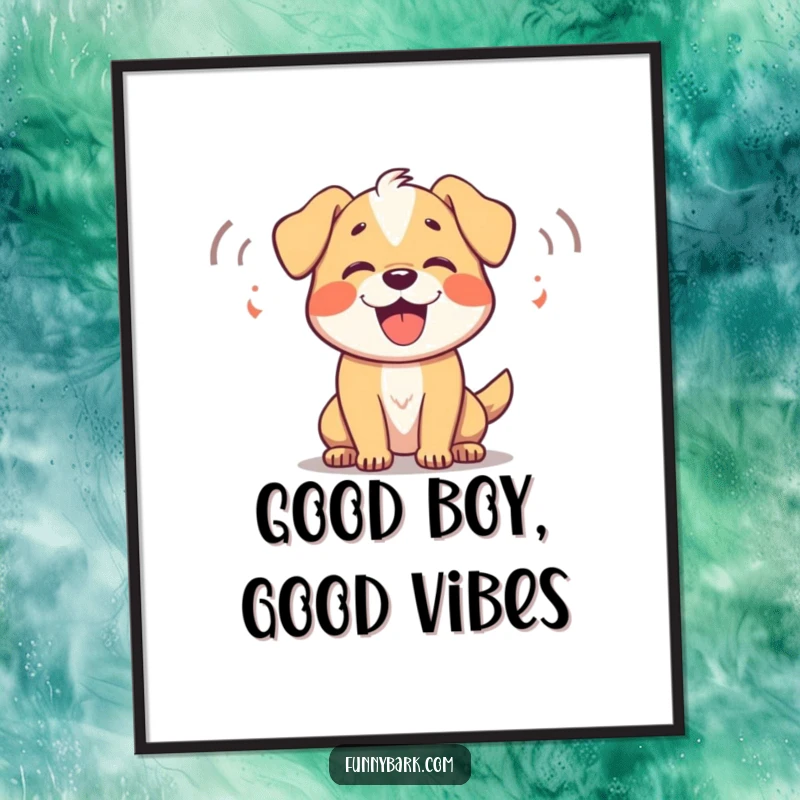 Funny Free Printable Wall Art: Dog joyfully barking with visible sound waves, adding playful energy to the room.