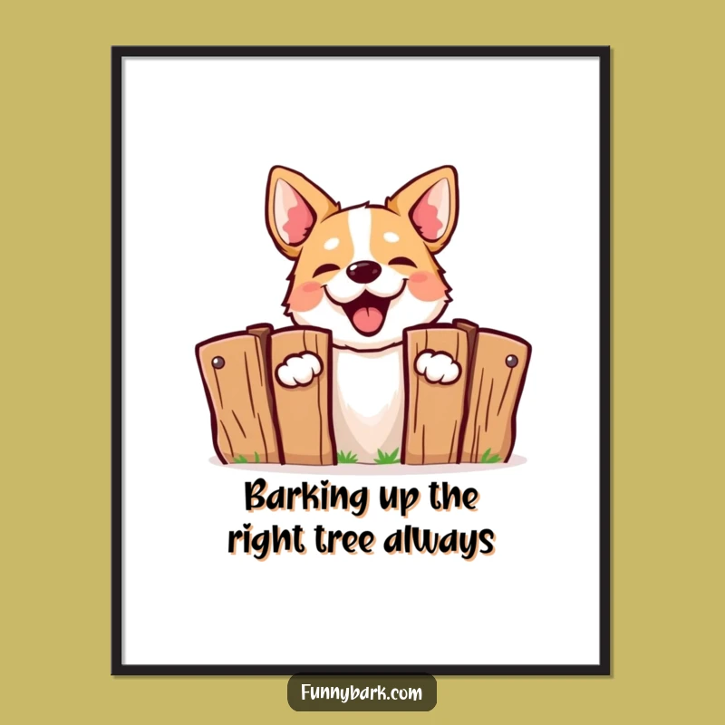 Free Printable Wall Art: Funny Barking Dog Behind Fence - Downloadable Decor