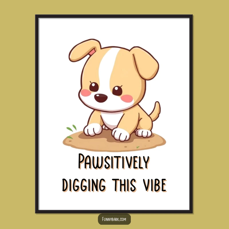 Free Printable Wall Art: Funny Dog Digging, Happy Tail Wagging Decor Download