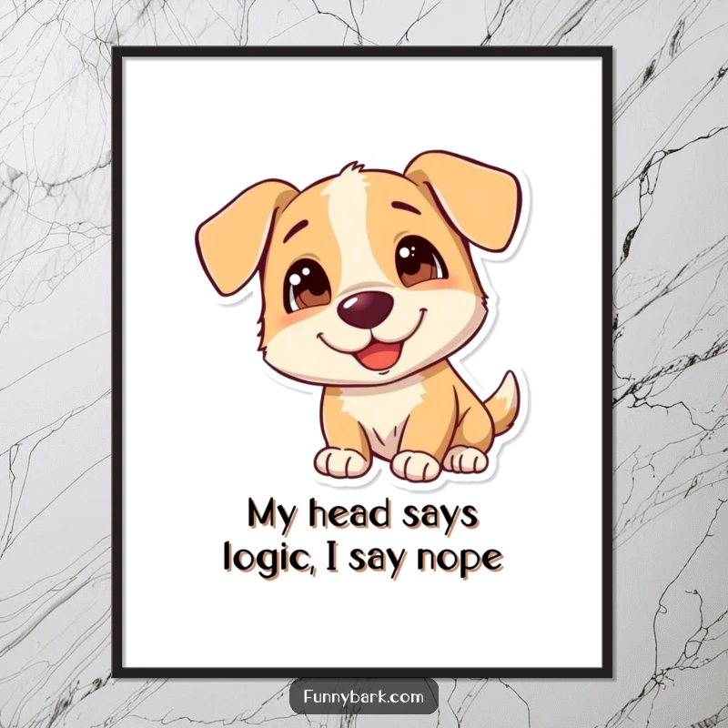 Funny Free Printable Dog Wall Art: A curious dog tilting its head, a perfect piece of downloadable art for any room.