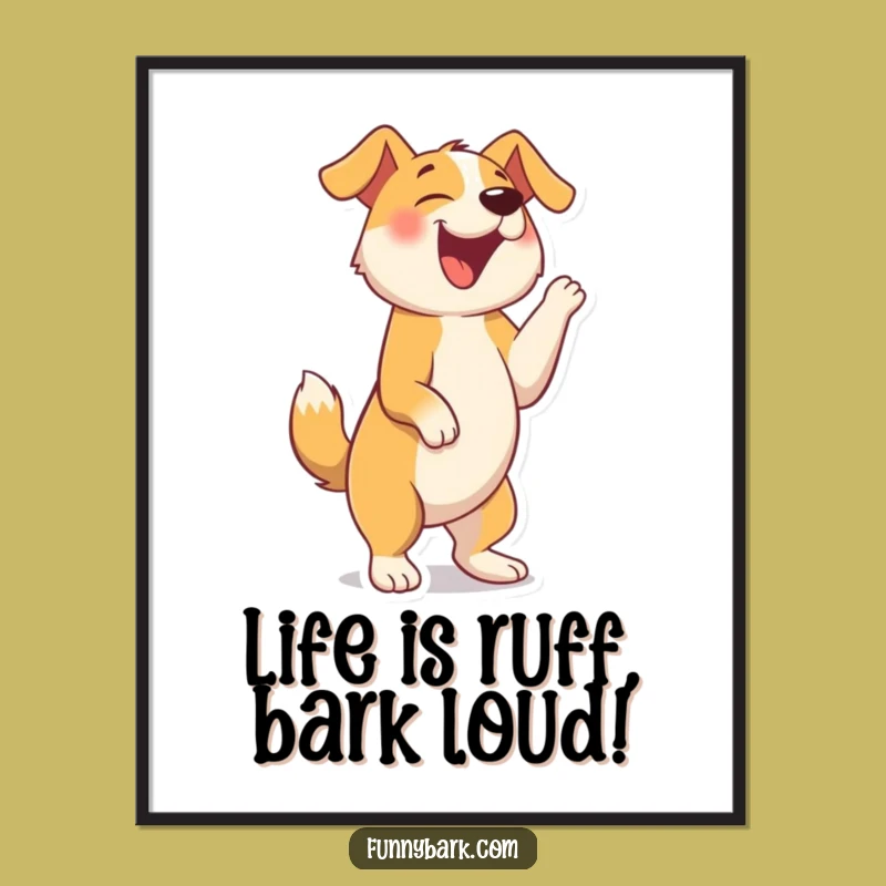 Funny Free Printable Wall Art: Joyful Barking Dog, Whimsical Downloadable Art for Any Room