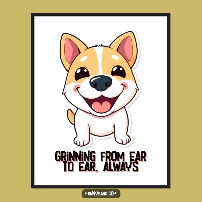 Free Printable Wall Art: Grinning Dog Shouting Greetings, Humorous Dog Art for Walls