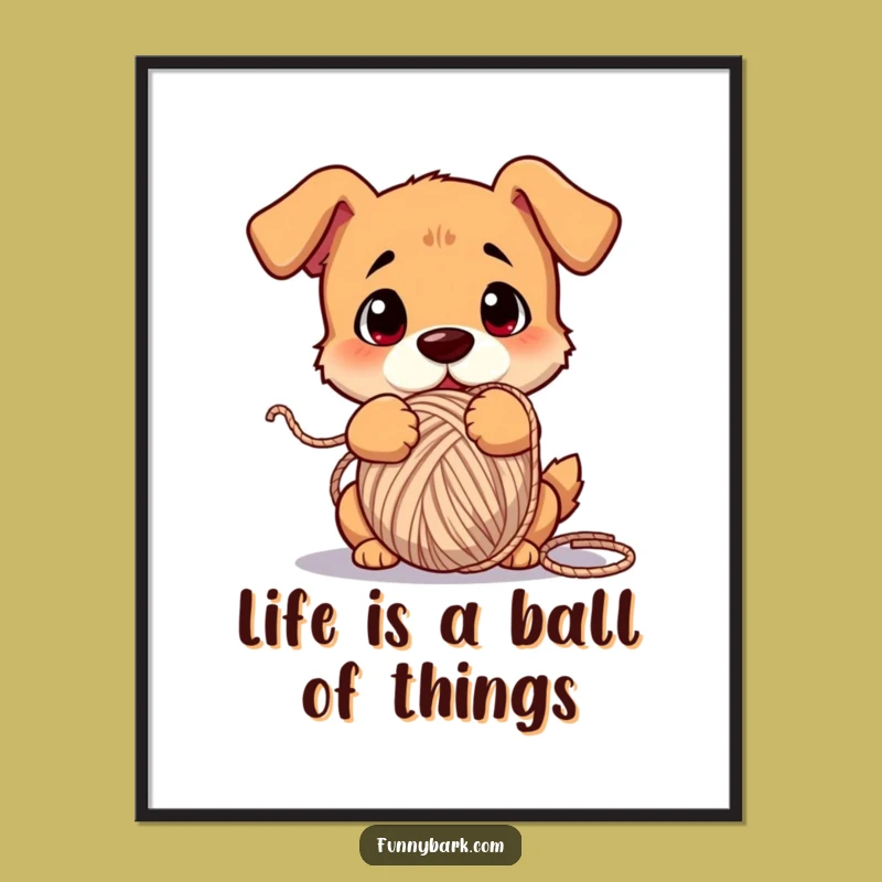 Free Printable Wall Art: Confused Yarn Dog, Whimsical Downloadable Decor