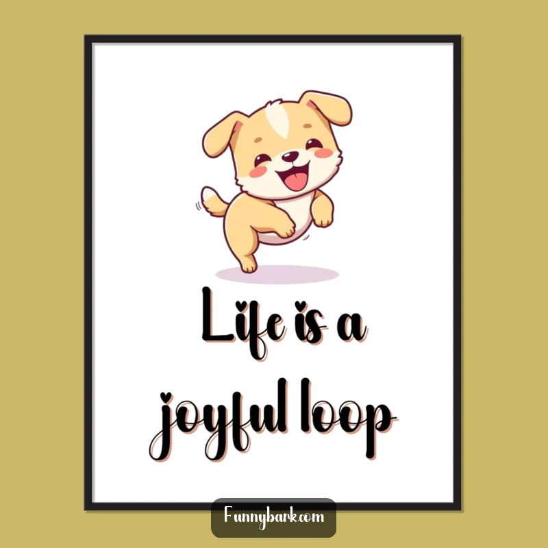 Free Printable Wall Art: Funny Dog Chasing Tail, Joyful Dog Decor Download