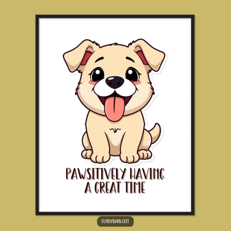 Funny Free Printable Wall Art: Happy Panting Dog, Energetic Decor, Quirky Downloadable Gift