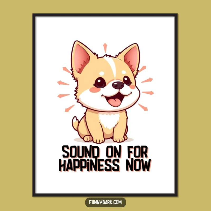 Free Printable Dog Wall Art: Small Dog Howling, Vibrant Sound Wave