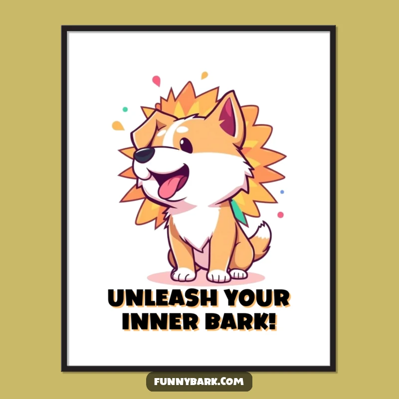 Funny Free Printable Wall Art: Colorful Bark Energy Burst, Energetic Downloadable Art