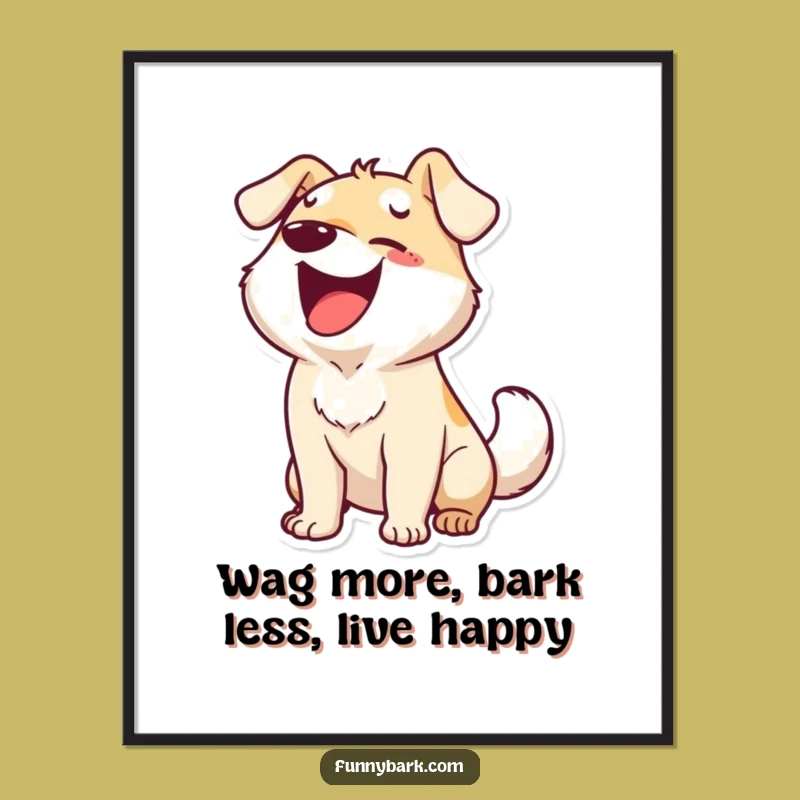 Free Printable Wall Art: Ecstatic Dog Barks Tail Wagging Humorous Downloadable Decor