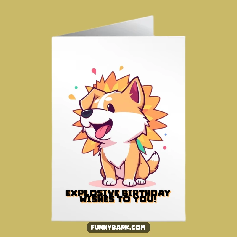Free Printable Birthday Card: Energetic Bark Burst, Colorful Dog, DIY Downloadable Gift