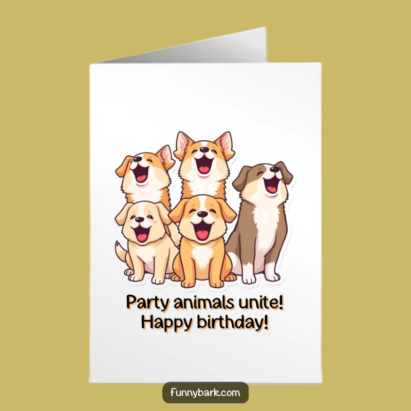 Free Printable Birthday Card: Funny Dog Barking Chorus, DIY Downloadable Gift for Dog Lovers
