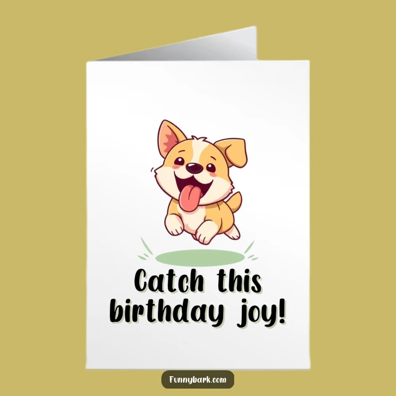 Free Printable Birthday Card: Funny Dog Chasing Frisbee, Hilarious Downloadable Gift