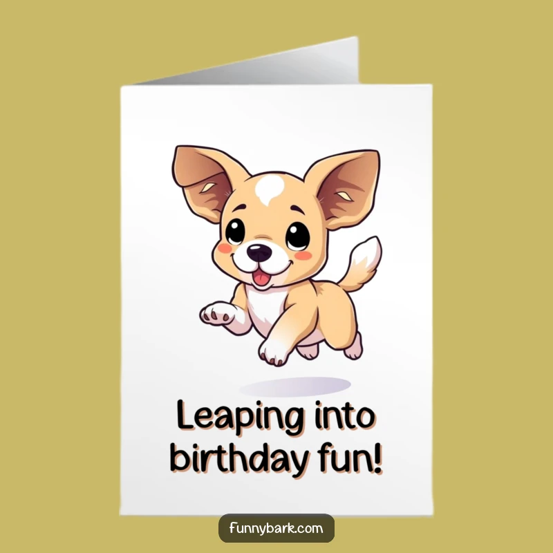 Free Printable Birthday Card: Happy Leaping Dog, Funny Downloadable Gift