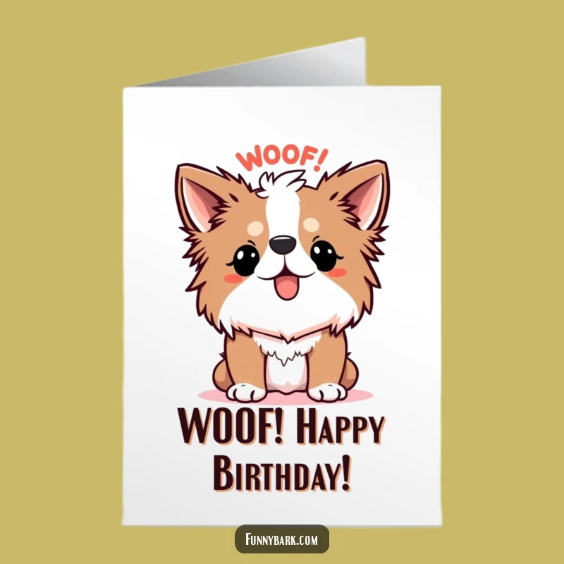 Free Printable Birthday Card: Startled Dog, Funny WOOF!, Downloadable Gift