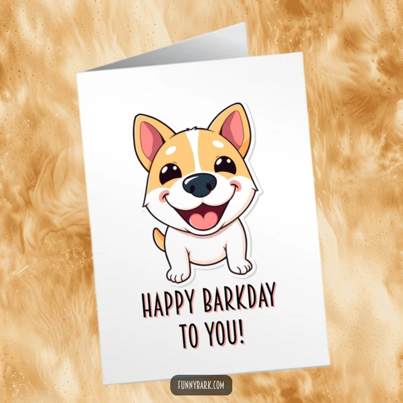 Funny Free Printable Birthday Card with a dog's wide, excited grin, appearing to shout birthday greetings.