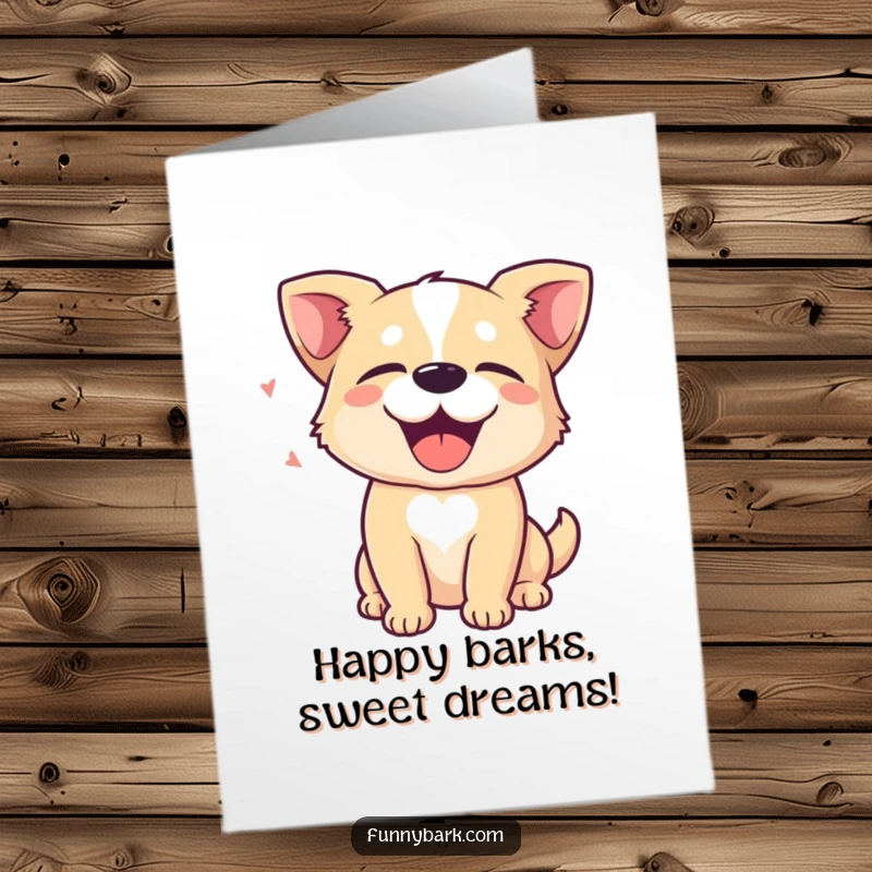 Funny Free Printable Birthday Card: A dog's eyes are closed in delight, emitting happy barking sound waves.