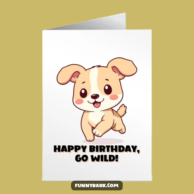 Free Printable Birthday Card: Happy Dog Mid-Run, Joyful Downloadable Gift
