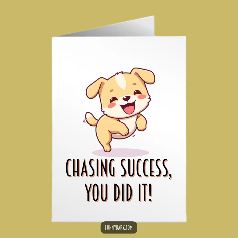 Free Printable Congrats Card: Silly Dog Chasing Tail, Happy Dance Downloadable