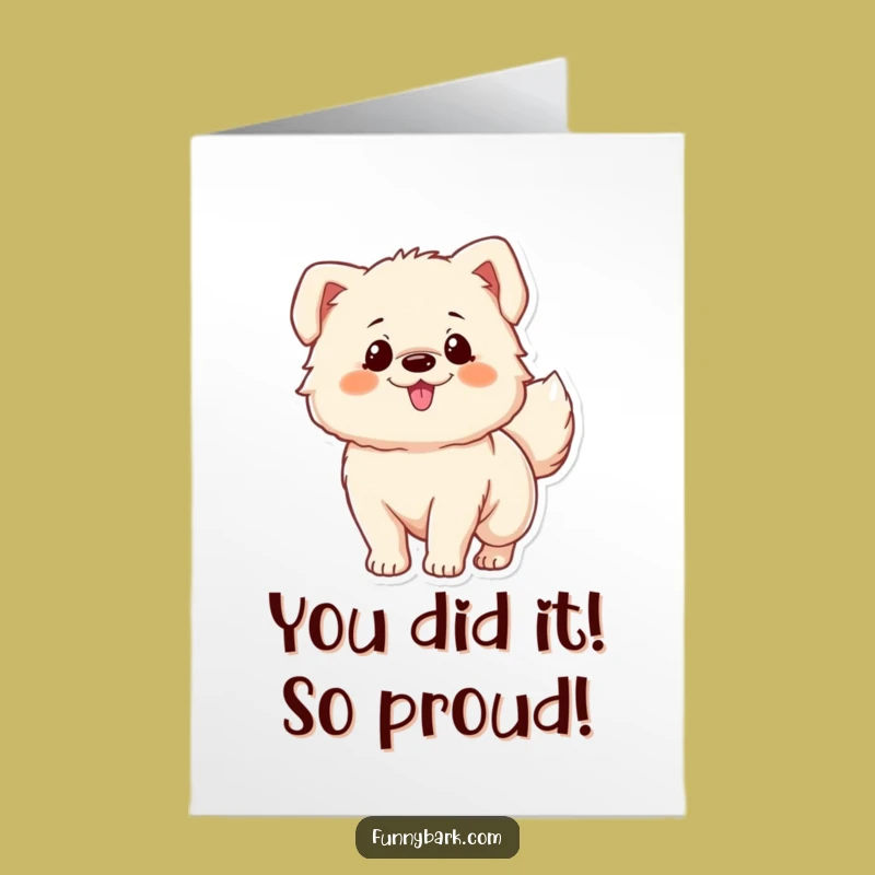 Free Printable Congrats Card: Excited Fluffy Dog Wagging Tail, Humorous Downloadable Gift