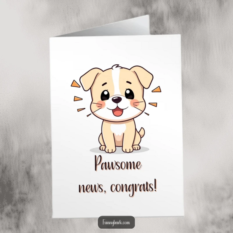 Funny Free Printable Congrats Card: A tiny dog character letting out short, sharp barks, celebrating a great accomplishment.