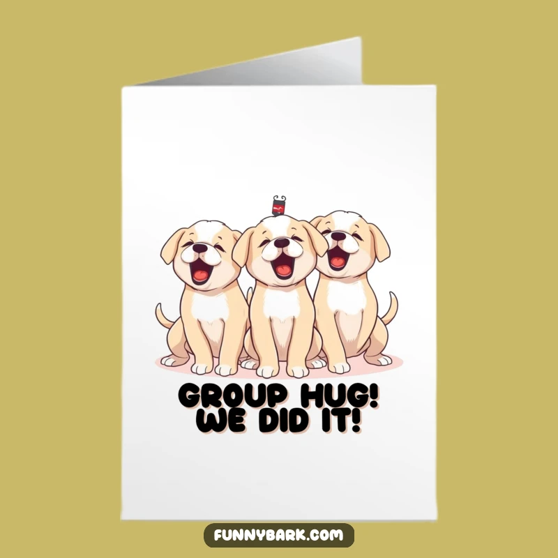 Free Printable Congratulations Card: Puppy Pack Cheers Loudly!