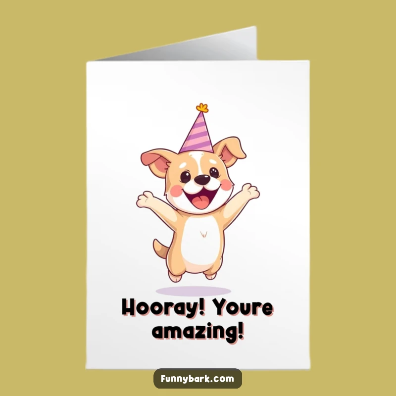 Free Printable Congrats Dog Card: Party Dog Jumping, Humorous Gift