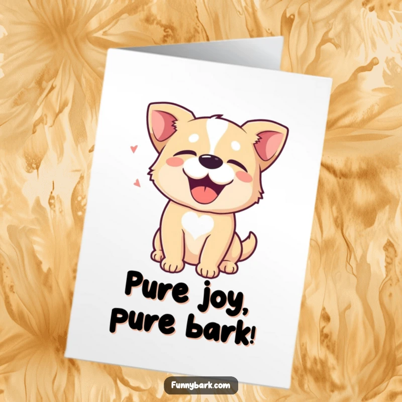 Funny Free Printable Congrats Card: A dog's eyes are closed in delight, surrounded by happy barking sound waves.