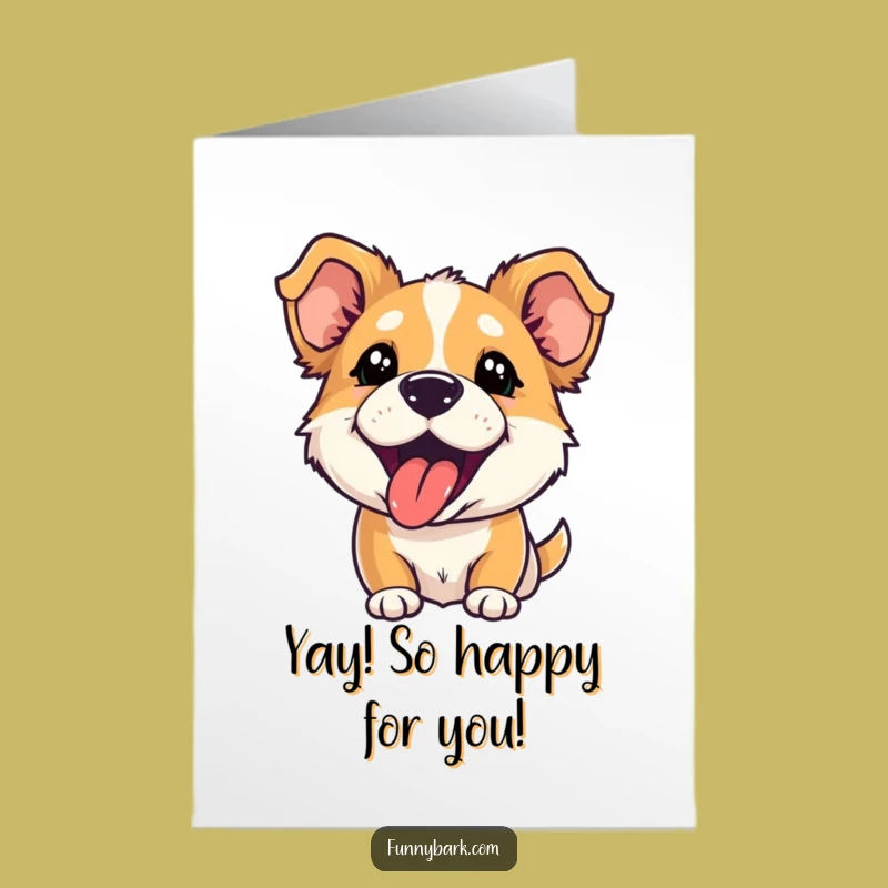 Free Printable Congrats Card: Playful Barking Dog, Tongue Out, DIY Downloadable Celebration