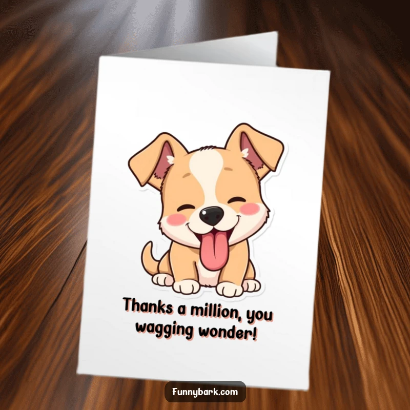 Funny Free Printable Thank You Card: Adorable dog barking happily to express heartfelt appreciation and gratitude.