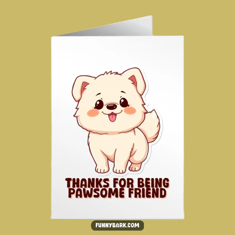 Free Printable Thank You Card: Excited Fluffy Dog Wagging Tail, Humorous Downloadable Gift