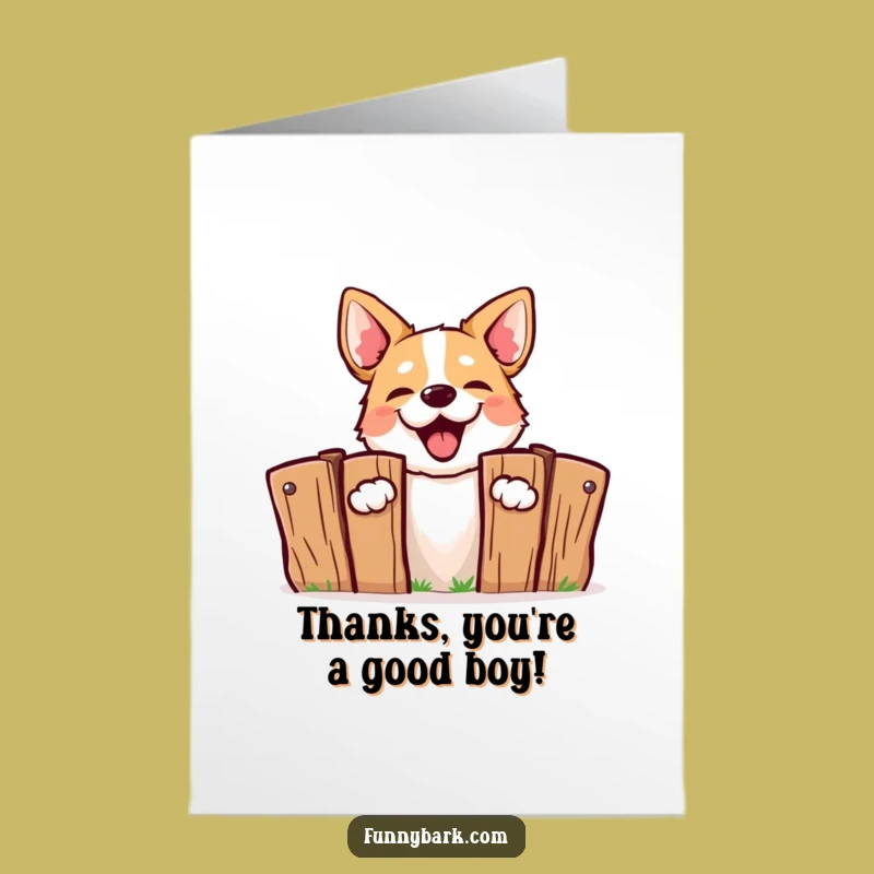 Free Printable Thank You Card: Funny Barking Dog Behind Fence - Funny Downloadable Gift