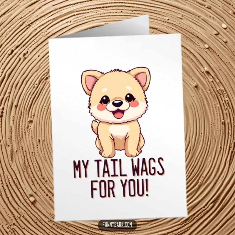 Funny Free Printable Thank You Card: Small, fuzzy dog with a huge smile and a furiously wagging tail.