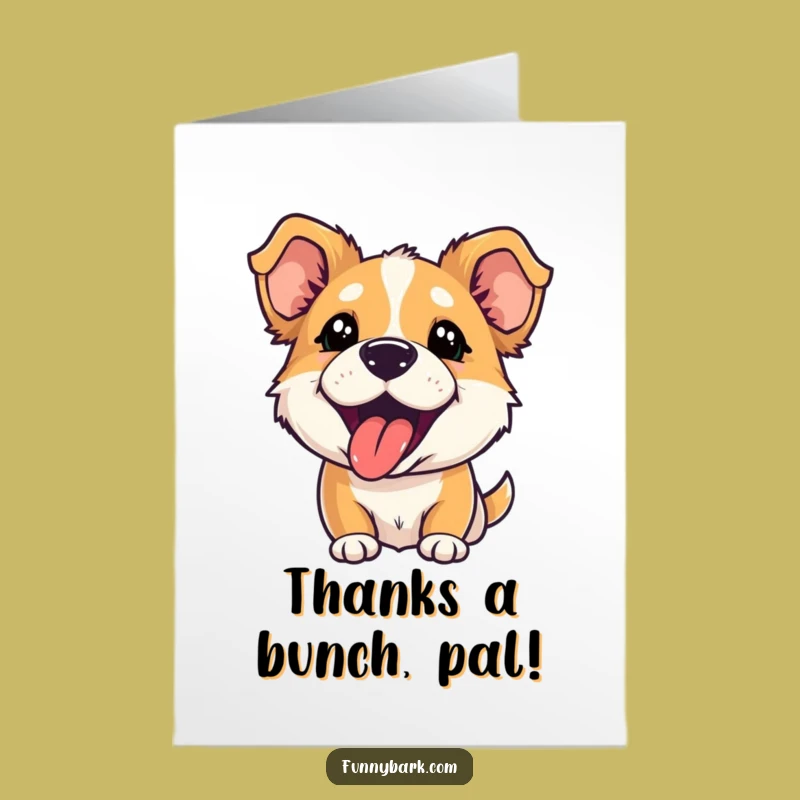 Free Printable Thank You Card: Playful Dog Barking, Tongue Out, DIY Gratitude Gift