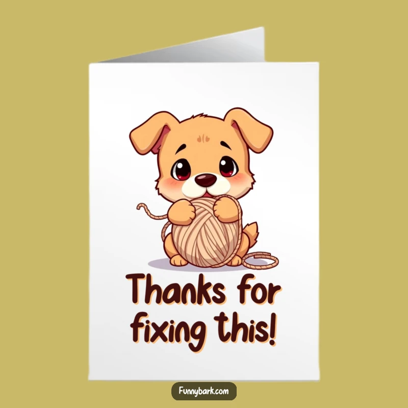 Free Printable Thank You Card: Yarn Chaos Dog, Quirky Downloadable Gratitude
