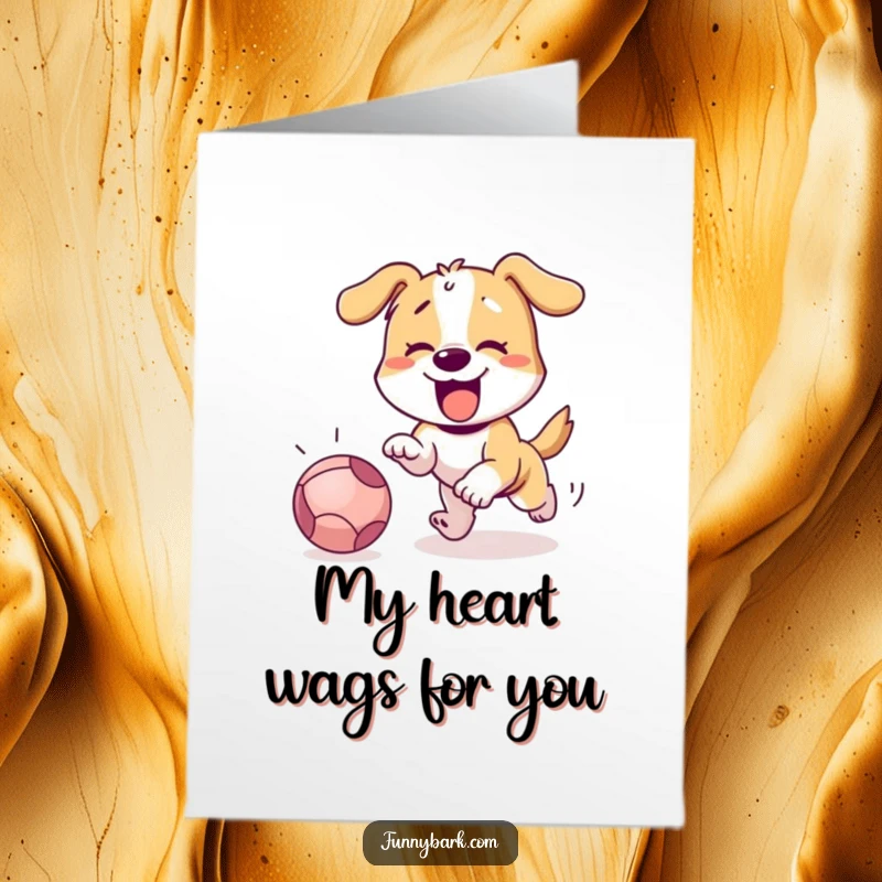 Funny Free Printable Dog Thank You Card: Happy dog actively chasing a ball, perfect for a heartfelt thank you.