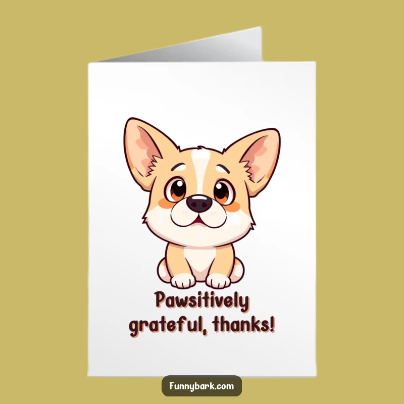Free Printable Thank You Card: Surprised Dog Ears Perked, Funny Gift