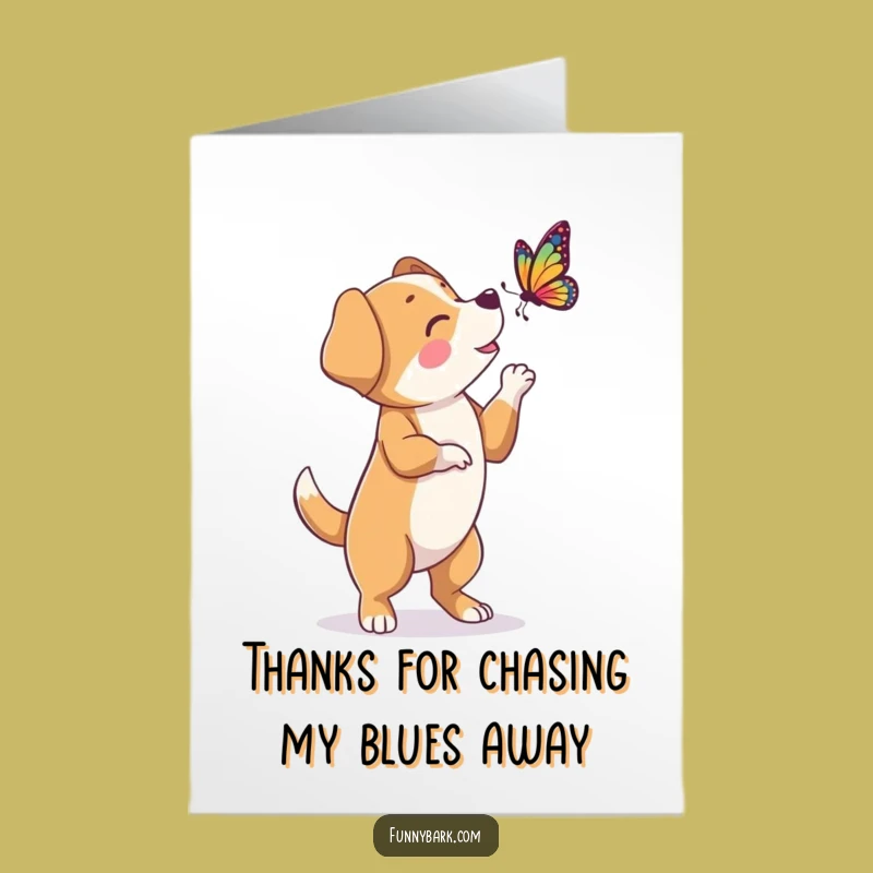 Free Printable Dog Thank You Card: Butterfly Bark Funny Downloadable Gratitude!