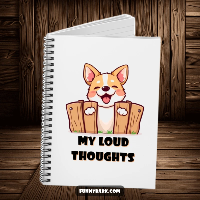 Funny Barking Dog Notebook: A dog peeking from behind a fence, energetically barking, ready to capture your notes.