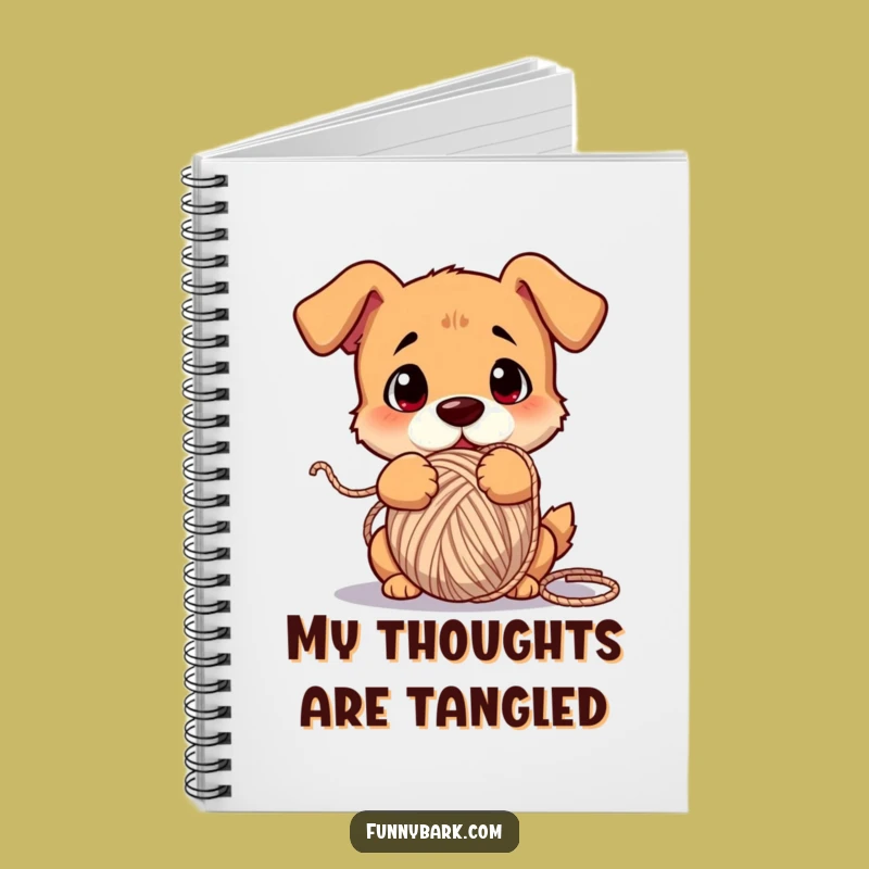 Funny Dog Yarn Notebook - Confused Pup Journal Tangled Pet Gift