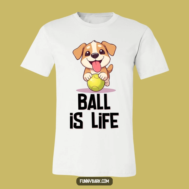 Funny Grinning Dog Ball Chase T-Shirt: Hilarious Pup Play Tee, Perfect Gift for Fetch Lovers!