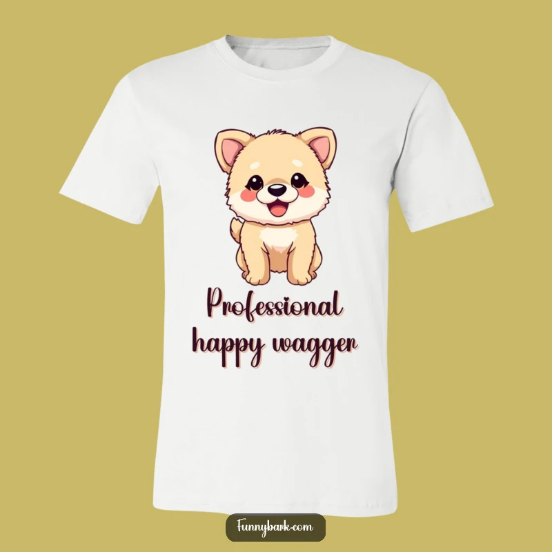 Funny Dog T-Shirt: Fuzzy Pup Wagging Tail - Cheerful & Hilarious Apparel