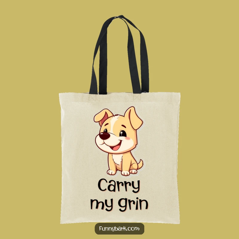 Funny Grinning Dog Tote Bag - Carry Your Essentials With Playful Canine Style