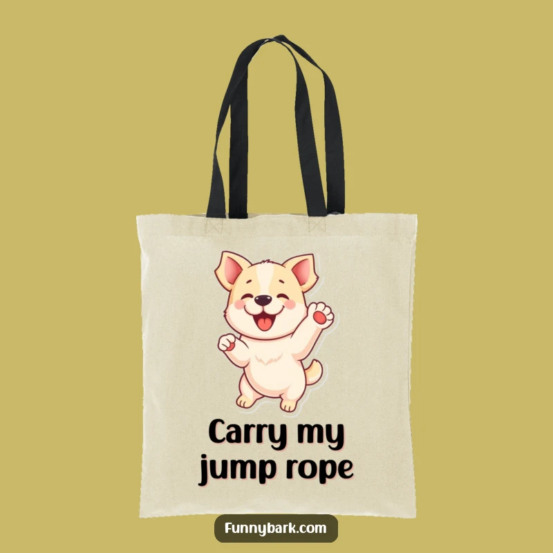 Funny Playful Dog Tote Bag - Adventure Jumper!